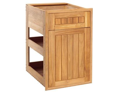 Pacific Teak Millworks 18-Inch Cottage Panel Teak Wood Drawer/Door Combo with Shelf