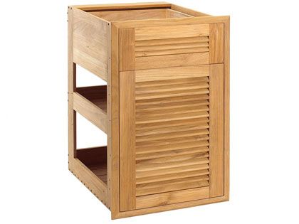 Pacific Teak Millworks 18-Inch Louvered Panel Teak Wood Drawer/Door Combo with Shelf - Right Hinge