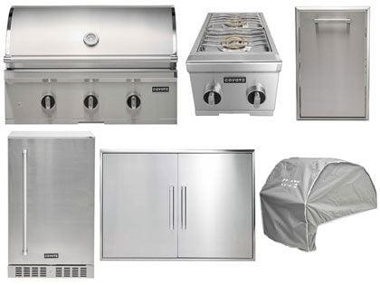 Coyote 6-Piece C-Series 34-Inch 3-Burner Gas Grill Outdoor Kitchen Package