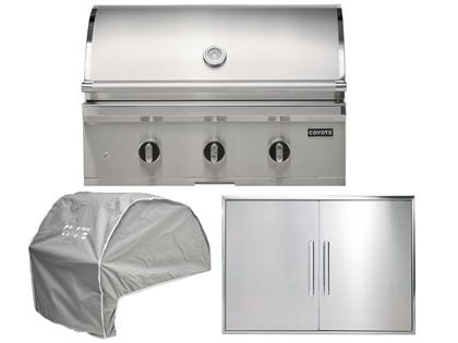 Coyote 3-Piece C-Series 34-Inch 3-Burner Gas Grill Outdoor Kitchen Package