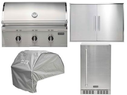 Coyote 4-Piece C-Series 34-Inch 3-Burner Gas Grill Outdoor Kitchen Package