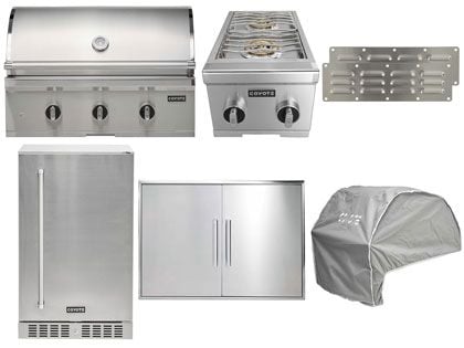 Coyote 7-Piece C-Series 34-Inch 3-Burner Gas Grill Outdoor Kitchen Package