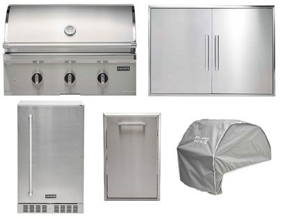 Coyote 5-Piece C-Series 34-Inch 3-Burner Gas Grill Outdoor Kitchen Package