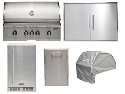 Coyote 5-Piece SL-Series 36-Inch 5-Burner Gas Grill Outdoor Kitchen Package 