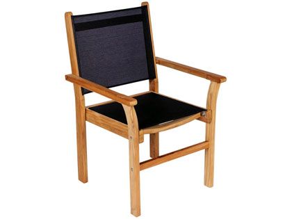 Captiva Stacking Teak Patio Dining Arm Chair with Sling