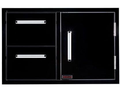 Whistler 33-Inch Black Stainless Steel Double Drawer and Door Combo with Paper Towel Holder