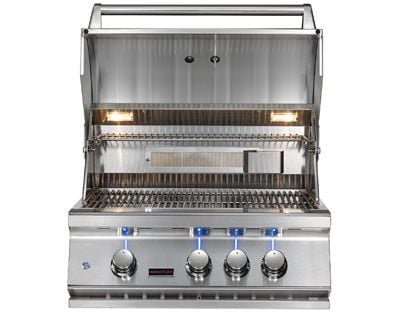 Whistler 28-Inch 3-Burner Built-In Gas Grill With Rear Infrared Burner, Grill Lights, Rotisserie Kit & Cover