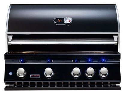 Whistler 34-Inch 4-Burner Built-In Gas Grill With Rear Infrared Burner, Grill Lights, Rotisserie Kit & Cover - Black Stainless