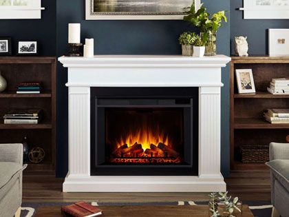 Centennial Grand 56-Inch Electric Fireplace Mantel in White