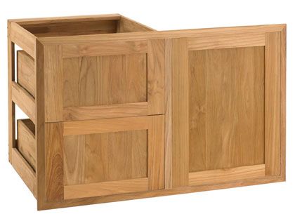 Pacific Teak Millworks 35-Inch Shaker Panel Teak Wood 2 Drawer/Door Combo