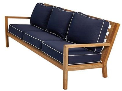 Coastal Teak Patio Sofa with Sunbrella Canvas Cushions