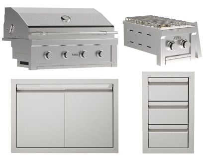 Videl Kitchen Island Package with Gran Fuego 36-Inch 4-Burner Gas Grill and Double Side Burner