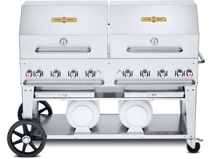 Crown Verity 60-Inch Club Series Propane Gas Grill with Roll Dome Package & Horizontal Tanks
