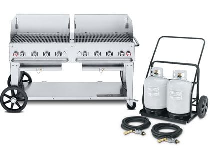 Crown Verity 60-Inch Mobile Propane Gas Grill with Windguard Package & Propane Cart