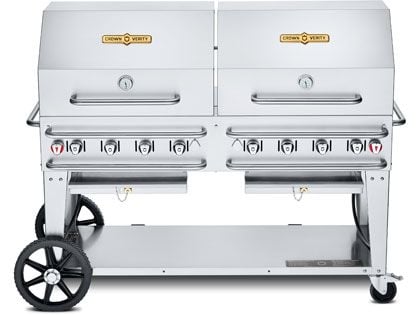 Crown Verity 60-Inch Rental Propane Gas Grill with 2 Roll Domes Package