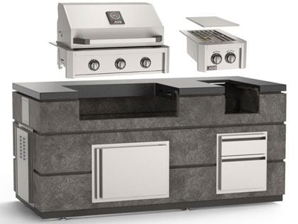 AOG 6 1/2-Foot Complete Island Package with T-Series 30-Inch 3-Burner Built-In Gas Grill & Double Side Burner - Dark Basalt