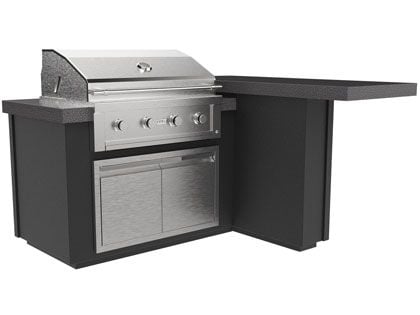 Videl 6-Ft Alta L-Shaped Outdoor Kitchen Island with Gran Fuego 36-Inch 4-Burner Gas Grill