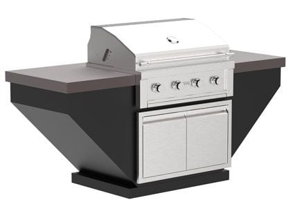 Videl 7-Ft Legacy Complete Outdoor Kitchen Island with Gran Fuego 36-Inch 4-Burner Gas Grill