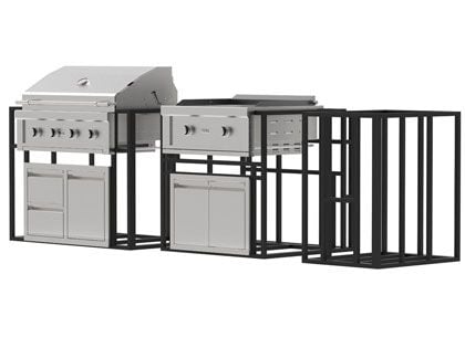 Videl 9-Ft Outdoor Kitchen Island with Gran Fuego 36-Inch 4-Burner Gas Grill