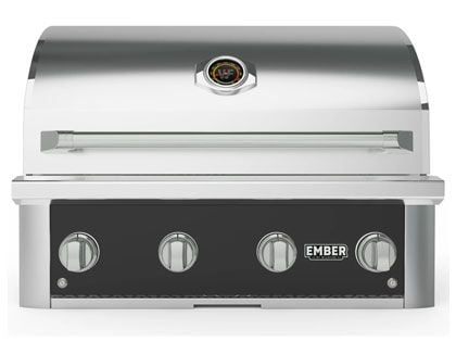 Wildfire Ember 32-Inch 4 Burner Black 304 Stainless Steel Gas Grill with Briquette System & Infrared Sear Burner - Brushed Stainless Accents
