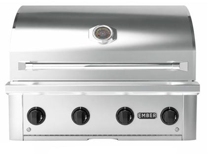 Wildfire Ember 32-Inch 4 Burner 304 Stainless Steel Gas Grill with Briquette System & Infrared Sear Burner - Chrome Black Accents