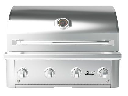 Wildfire Ember 32-Inch 4 Burner 304 Stainless Steel Gas Grill with Briquette System & Infrared Sear Burner - Brushed Stainless Accents