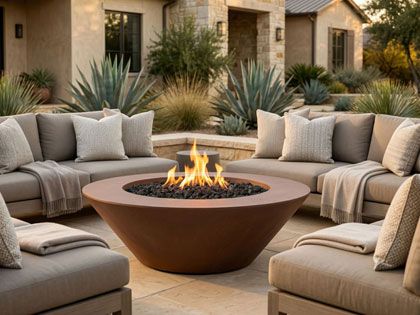 Prism Hardscapes 60-Inch Embarcadero Round GFRC Gas Fire Table