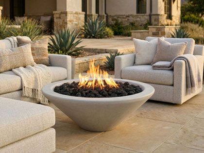 Prism Hardscapes 48-Inch Embarcadero Round GFRC Gas Fire Table