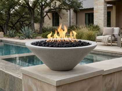 Prism Hardscapes 31-Inch Embarcadero Pedestal Round GFRC Gas Fire Table