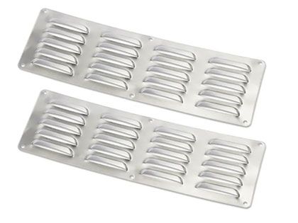 HPC Fire Louvered 14" x 4.5" Inch Stainless Steel Enclosure Vents - Set of 2