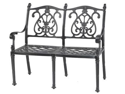 Gensun Florence 43.5-Inch Cast Aluminum Patio Bench with Optional Seat Cushions