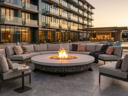 Prism Hardscapes 89-Inch Fuego 89 Round GFRC Gas Fire Table