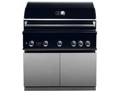 Whistler 42-Inch 5-Burner Gas Grill on Stainless Steel Cabinet with Rear Infrared Burner, Grill Lights, Rotisserie Kit & Cover - Black Stainless
