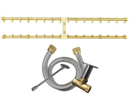 Firegear Pro Series Brass H-Shaped Fire Pit Burner 5-Piece Kit