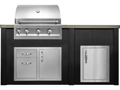 Haven 6 Ft. Outdoor Kitchen Island w/ Artisan 32-Inch Grill, 32-Inch Access Doors & 17-Inch Access Door - Brushed Black
