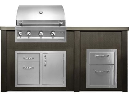 Haven 6 Ft. Outdoor Kitchen Island w/ Artisan 32-Inch Grill, Access Doors & Two Drawer Unit - Antique Bronze