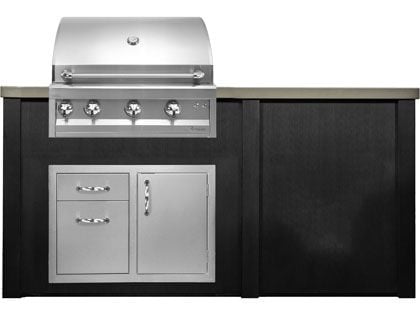 Haven 6 Ft. Outdoor Kitchen Island w/ Artisan 32-Inch Grill, Access Doors & Plain Panel - Brushed Black
