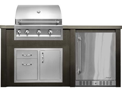 Haven 6 Ft. Outdoor Kitchen Island w/ Artisan 32-Inch Grill, 32-Inch Access Doors & 24-Inch Refrigerator - Antique Bronze