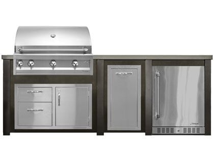Haven 8 Ft. Outdoor Kitchen Island w/ Artisan 36-Inch Grill, Access Doors, Trash Center & 24-Inch Refrigerator - Antique Bronze