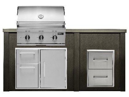 Haven 6 Ft. Outdoor Kitchen Island w/ Coyote C-Series 30-Inch Grill, 31" Dry Pantry & 2 Drawer Cabinet - Antique Bronze