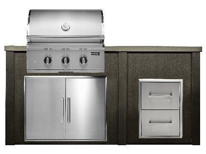 Haven 6 Ft. Outdoor Kitchen Island w/ Coyote SL-Series 30-Inch Grill, Double Access Door & 2 Drawer Cabinet - Antique Bronze