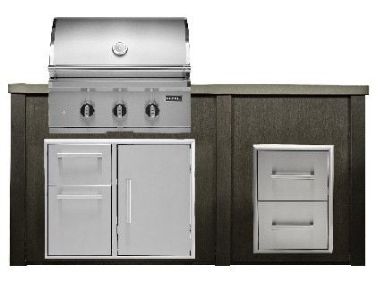 Haven 6 Ft. Outdoor Kitchen Island w/ Coyote SL-Series 30-Inch Grill, 31" Dry Pantry & 2 Drawer Cabinet - Antique Bronze