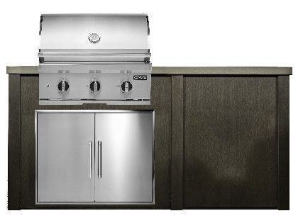 Haven 6 Ft. Outdoor Kitchen Island w/ Coyote C-Series 30-Inch Grill - Double Access Door  - Antique Bronze