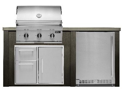 Haven 6 Ft. Outdoor Kitchen Island w/ Coyote C-Series 30-Inch Grill, 31" Dry Pantry & 24" Refrigerator - Antique Bronze