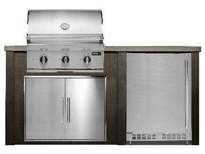Haven 6 Ft. Outdoor Kitchen Island w/ Coyote C-Series 30-Inch Grill, Double Access Door & 24" Refrigerator - Antique Bronze