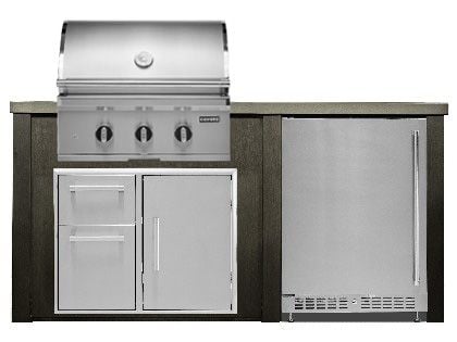 Haven 6 Ft. Outdoor Kitchen Island w/ Coyote SL-Series 30-Inch Grill, 31" Dry Pantry & 24" Refrigerator - Antique Bronze