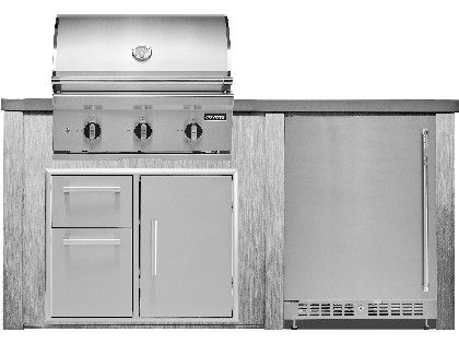 Haven 6 Ft. Outdoor Kitchen Island w/ Coyote C-Series 30-Inch Grill, 31" Dry Pantry & 24" Refrigerator - Harbor Gray