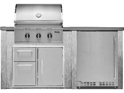 Haven 6 Ft. Outdoor Kitchen Island w/ Coyote SL-Series 30-Inch Grill, 31" Dry Pantry & 24" Refrigerator - Harbor Gray