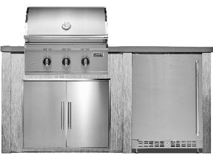 Haven 6 Ft. Outdoor Kitchen Island w/ Coyote SL-Series 30-Inch Grill, Double Access Door & 24" Refrigerator - Harbor Gray