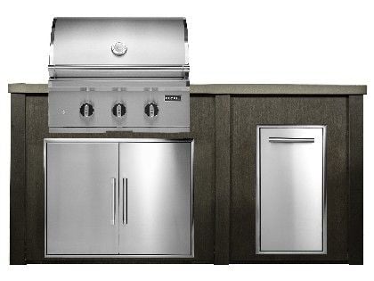 Haven 6 Ft. Outdoor Kitchen Island w/ Coyote SL-Series 30-Inch Grill, Double Access Door & 24" Refrigerator - Antique Bronze